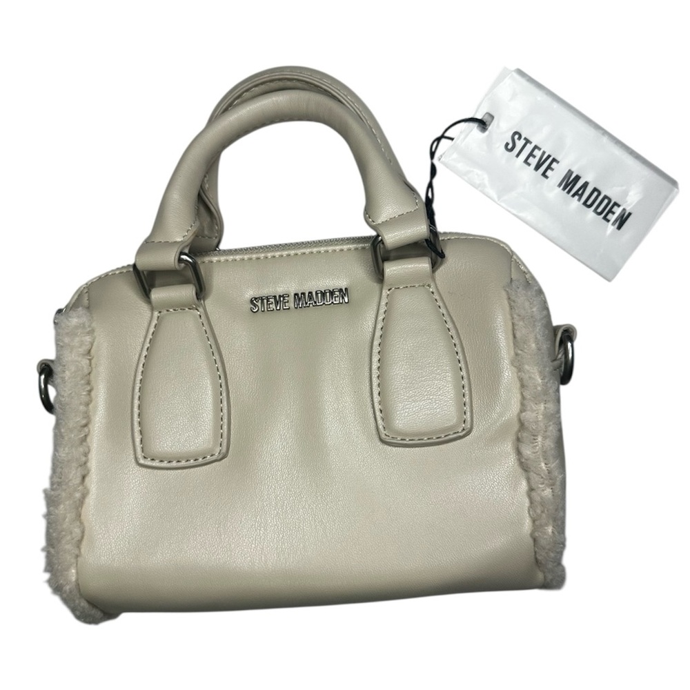 NWT Steve Madden Furry Off-White/Cream “Oatmilk Bfable Crossbody” Micro Bag